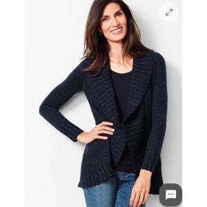 Talbots Donegal Open Front Cardigan Shawl Speckled